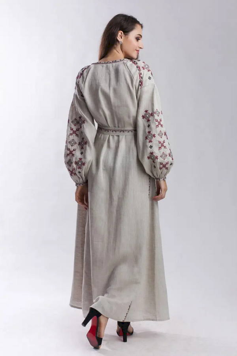 Grey embroidered dress Flower of fern